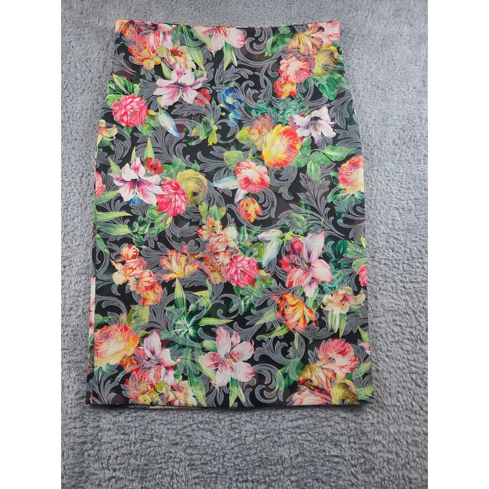 New York & Company Pencil Skirt Medium Floral Multicolor Womens Stretch Baroque